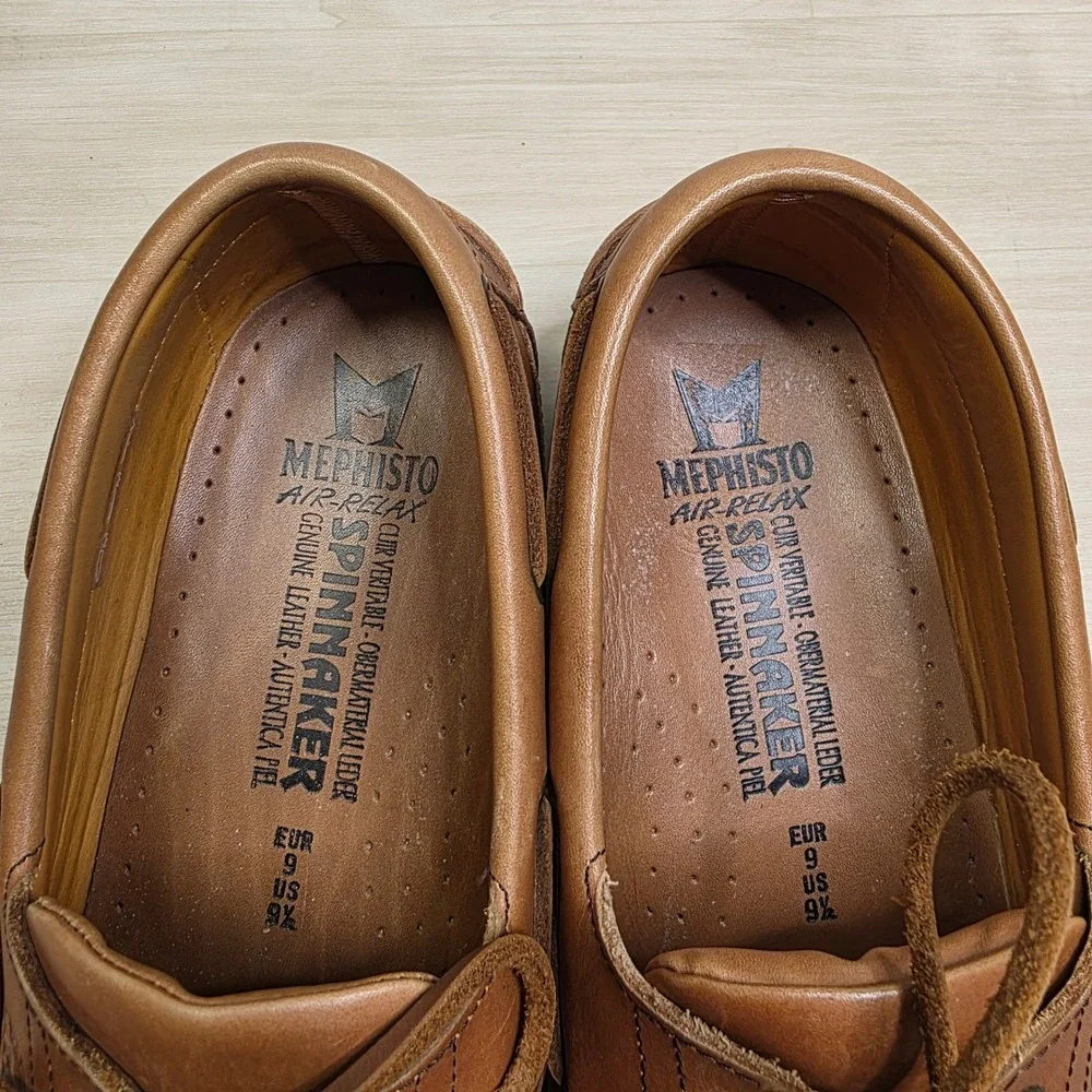 Mephisto Spinnaker Mens Tan Leather Boat Shoes Air-Relax Loafers 9.5 US 9 EU